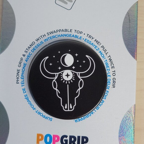 POPSOCKETS Bull Skull Moon Black & White Swappable Pop Phone Grip & Stand NEW - Picture 2 of 3